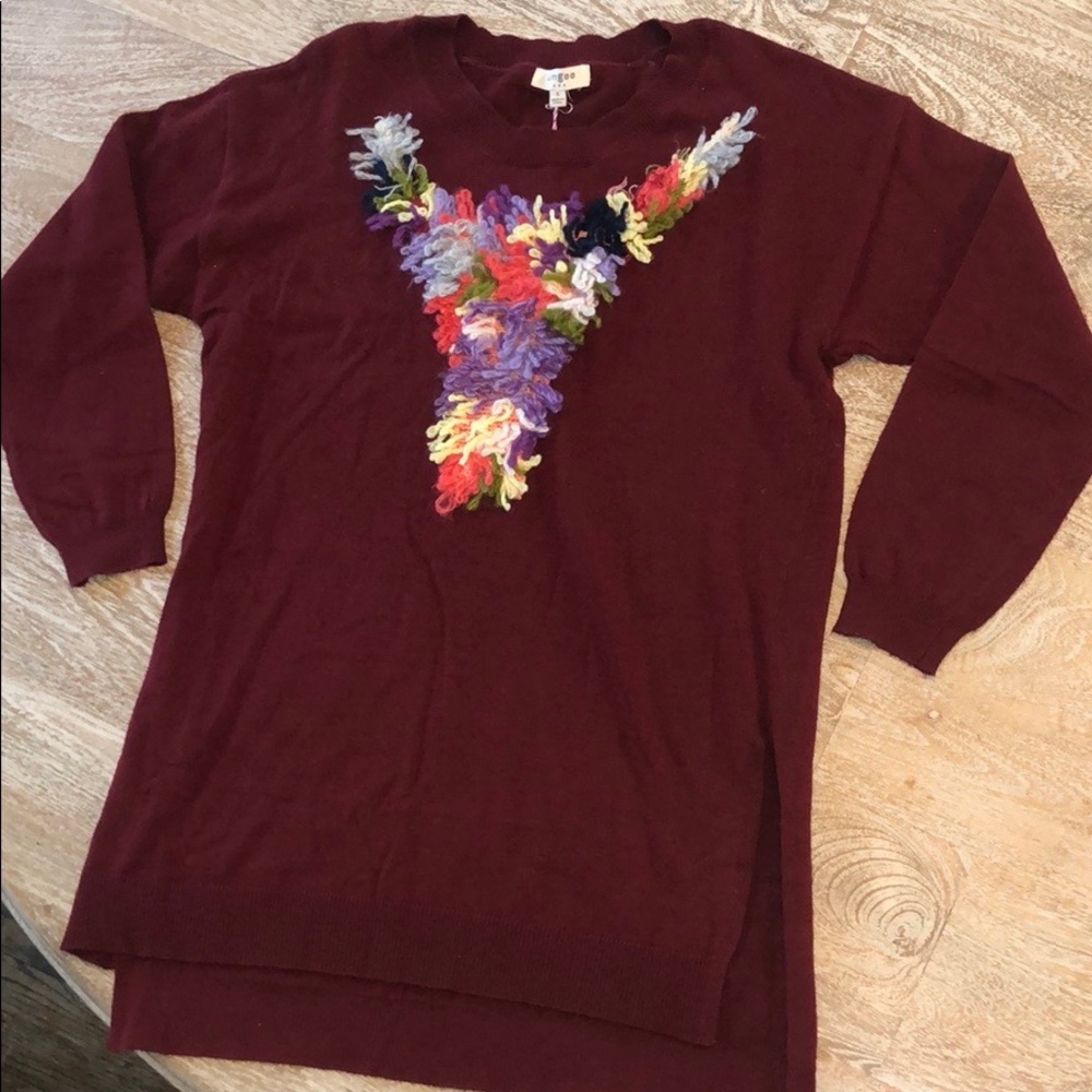 Umgee maroon yarn sweater tunic small NWT